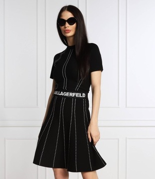 Czarna Sukienka Karl Lagerfeld z Wzorem Wiskozowa r.M