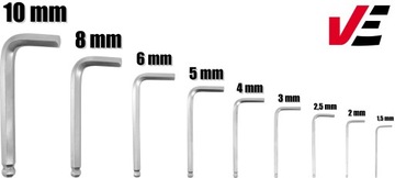 НАБОР ШЕСТИГРАННЫХ КЛЮЧЕЙ 1,5-10 ШЕСТИГРАННЫХ КЛЮЧЕЙ С ШАРИКОМ