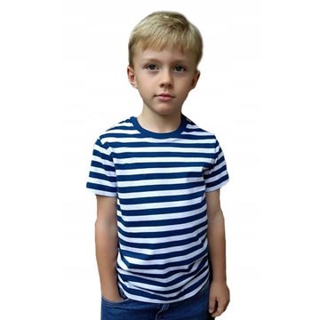 T-SHIRT KOSZULKA BAWEŁNA DZIECIĘCA W PASKI 164