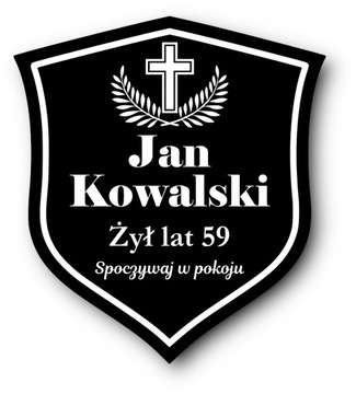 Tablica nagrobna tabliczka na grób na krzyż