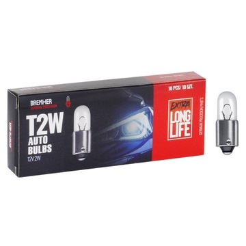 Żarówka T2W 12V 2W Ba9S Homologacja Kpl. 10Szt.
