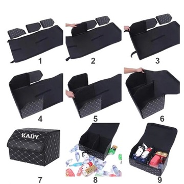 ОРГАНАЙЗЕР ДЛЯ БАГАЖНИКА АВТОМОБИЛЯ, ПРИШИВАННЫЙ УЗОР, ЖЕСТКИЙ, СТИЛЬНЫЙ