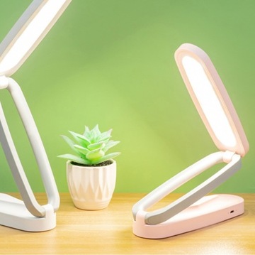 Светодиодная USB-лампа, складная, компактная, 3 вида света, розовый и серый.