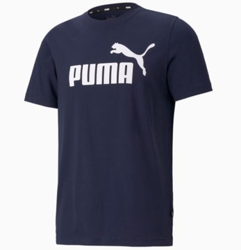 T-SHIRT MĘSKI PUMA BAWEŁNIANY KOSZULKA SPORTOWA GRANATOWA R L