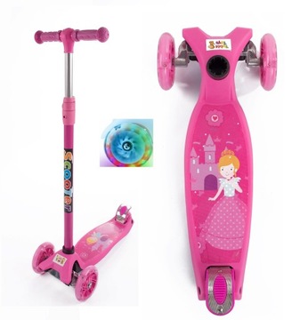 HULAJNOGA TRÓJKOŁOWA DLA DZIECI TOBBI-TOYS BALANSOWA KOŁA LED RÓŻOWA PRINCE