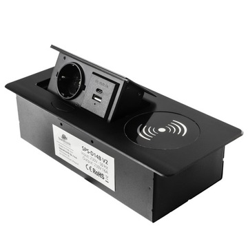 Gniazdo Blatowe do Biurka Otwierane usb a i c slim Spacetronik SPS-D14B V2