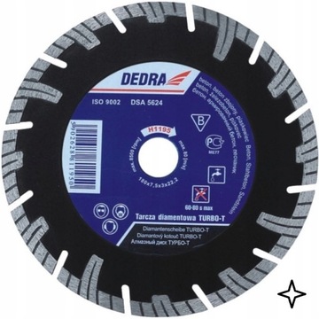 DEDRA TARCZA DIAMENTOWA TURBO-T 180mm H1195 DEDRA