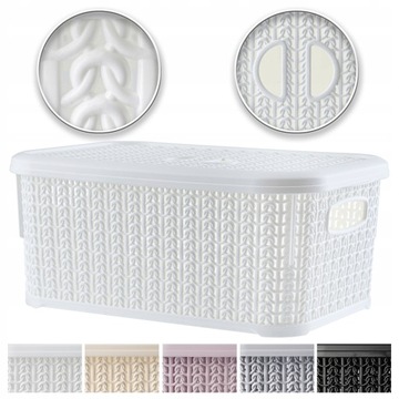 POJEMNIK PUDEŁKO Z POKRYWKĄ DO PRZECHOWYWANIA 6L KOSZYK ORGANIZER BOX BIAŁY