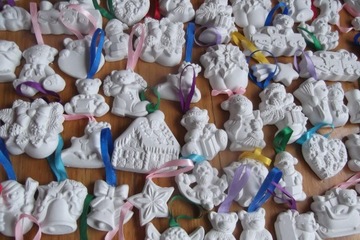 Гипсовые фигурки, ангелочки, мишки, ёлка, Дед Мороз 55