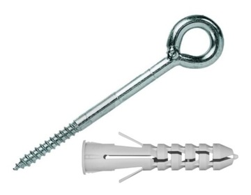 KOTWA / HAK / WKRĘT OCZKOWY / ŚRUBA Z UCHEM 8x80mm + KOŁEK 10x50