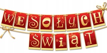 Baner Wesołych Świąt Polski napis girlanda 170c