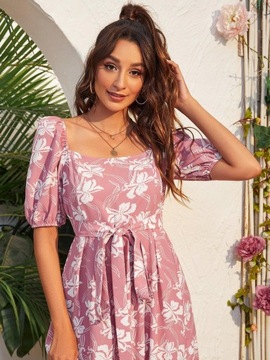 Shein XS _S1H RÓŻOWA SUKIENKA W KWIATY