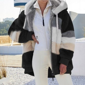 MODA DRESOWA DAMSKI BLUZA ROZPINANA Z KAPTUREM