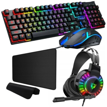 Herní Set 4v1 Led Rgb Klávesnice Myš Sluchátka Podložka