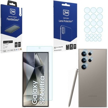 ZESTAW 3mk: SZKŁO Flexible Glass + 4x APARAT LP do Samsung Galaxy S24 Ultra