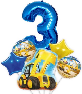 BALON FOLIOWY CYFRA3 TRZY SPYCHACZ KOPARKA HEL
