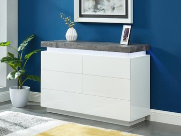 Komoda HALO II – 6 szuflad – lakierowany MDF – z oświetleniem LED – kolor: