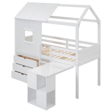 Кровать-чердак 90*200см, детская кровать для дома, выдвижной стол, три ящика