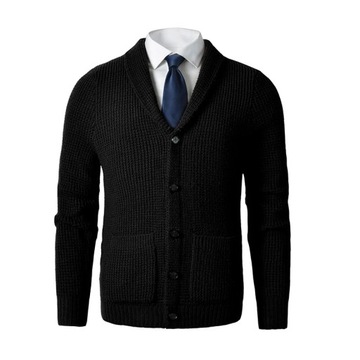 Men's Shawl Collar Cardigan Sweater Slim Fit Cable