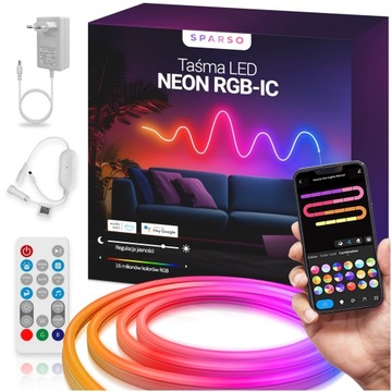 Taśma NEON LED 5m RGBIC Ledy PILOT Aplikacja TUYA WiFi Bluetooth 24V ZESTAW