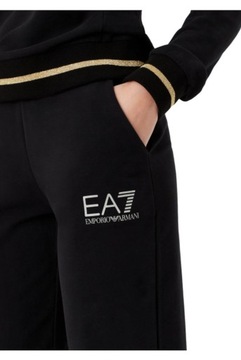 Фирменный женский спортивный костюм EMPORIO ARMANI EA7 с капюшоном ЧЕРНЫЙ/ЗОЛОТОЙ XXL