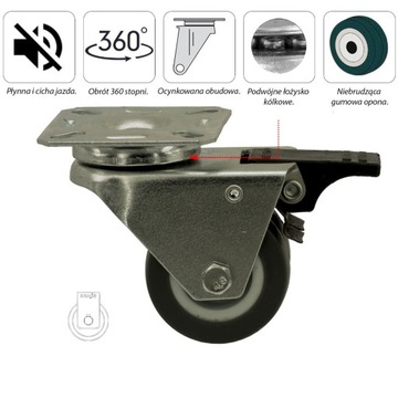 Тележка-полка Wheel fi 50 22PEL50 грузоподъемность 70 кг