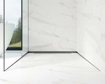 НАКЛОННЫЙ ДУШЕВОЙ ПЛАН, МАТОВЫЙ ЧЕРНЫЙ, RAL 120, СЛЕВА