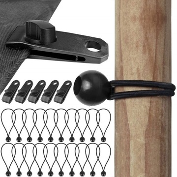 НАБОР РЕЗИНОВ С ШАРИКОМ ДЛЯ КРЕПЛЕНИЯ БРЕЗЕНТА, ЗАЖИМЫ 25, НАТЯЖЕНИЕ БРЕЗЕНТА, КРЕПЛЕНИЕ