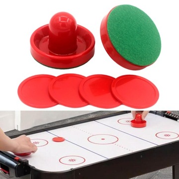 1 набор мини-толкателей для аэрохоккея и шайб для аэрохоккея, для детей 2 красных толкателя