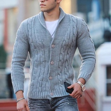 Men Fashion Buttoned V-Neck Sweaters Cardigan for