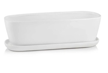 BIAŁA DONICZKA - OWALNA RYNNA Z PODSTAWKĄ 40X14X14 CM