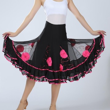 Tanečná sukňa Latin Dance Sukňa Šaty ružovo-červená