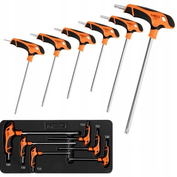 НАБОР КЛЮЧЕЙ NEO KEYS TORX TYP T, 6 ШТ. ВСТАВКА ДЛЯ ЯЩИКОВ ШКАФА 84-264