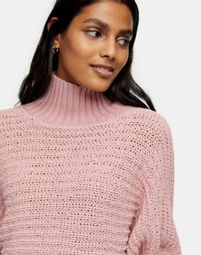 TOPSHOP DAMSKI RÓŻOWY SWETER Z GOLFEM BASIC M 1UEO