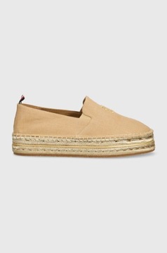 Tommy Hilfiger espadryle platforma EMBROIDERED GOLD beżowe damskie R.39