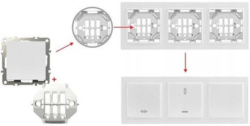 QUADRA ДВОЙНАЯ ПЛАСТИКОВАЯ РАМКА, БЕЛЫЙ ПЕРЕКЛЮЧАТЕЛЬ 2