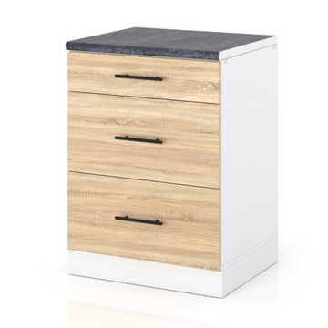 SZAFKA KUCHENNA DOLNA STOJĄCA 3 SZUFLADY DĄB SONOMA 60CM