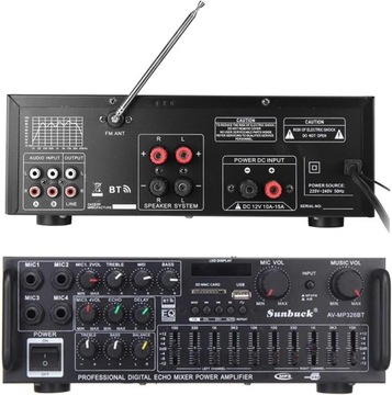 AV-MP326BT Усилитель мощностью 2000 Вт с Bluetooth 5.0 и микрофонными входами