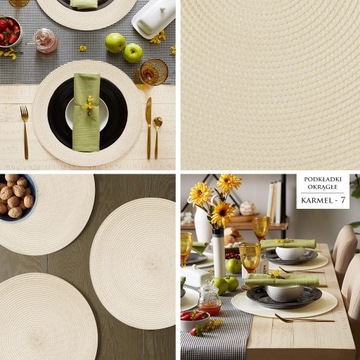 4x ДЕКОРАТИВНАЯ ПОДКЛАДКА НА СТОЛ ПОД ТАРЕЛКУ, КРУГЛАЯ КУХОННАЯ ПОСАДКА, 38 см