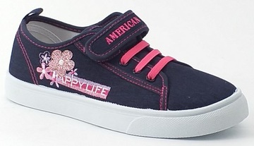 TRAMPKI AMERICAN CLUB TEN77/24 TENISÓWKI NA RZEP DZIEWCZĘCE GRANATOWE 32