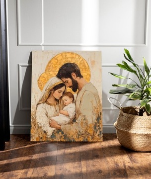 КАРТИНА для гостиной Святое Семейство на холсте 40х50см религиозный подарок #910