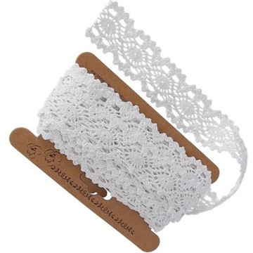 Wstążka tasiemka koronkowa bawełniana do dekoracji ślub 30mm 4,5m biała