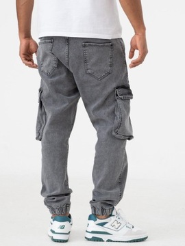 SPODNIE JEANSOWE JOGGER CARGO MĘSKIE Szare i8 Denim Classic 31