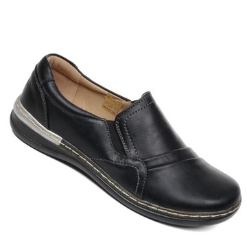 Mokasyny Damskie Wygodne Półbuty LEKKIE Buty Codzienne Czarne COMFORT 36