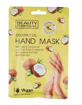 Beauty Formulas Maska na dłonie z olejkiem kokosowym, 1 para
