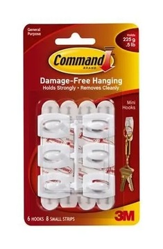 КРЮЧКИ COMMAND 3M МАЛЕНЬКИЕ 6 ШТ. 0,225 кг 17006
