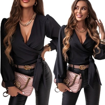 ELEGANCKA BLUZKA WIĄZANA PRZEKŁADANA KOLORY L/XL