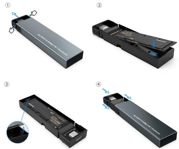 Корпус твердотельного накопителя NVME/SATA PCIe M.2 USB-C Gen2