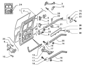 DORAZ DVEŘE POSUVNÉ LEVÉ FIAT SCUDO 1994-06