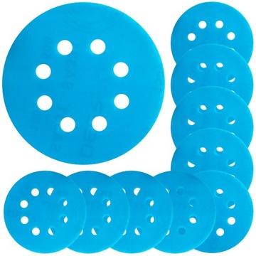 KRĄŻKI ŚCIERNE WODNE PAPIER ŚCIERNY OKRĄGŁY 8 OTWORÓW NA MOKRO 125MM 180